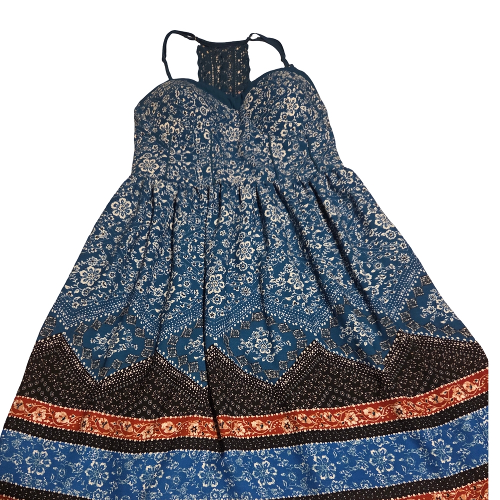 Xhilaration Blue and Brown Floral Dress
